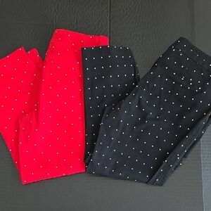 Old Navy Red and Black Polka Dot Cropped Pants